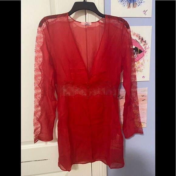 BNWT Agent Provocateur Soiree Willa Top Gown Lingerie Lace Silk Red - Picture 3 of 7